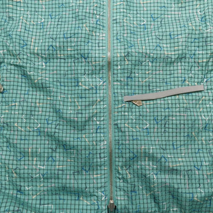 Hermes Logo All Pattern Reversible Zip Up Nylon Vest Sleeveless Jacket Plaid 48