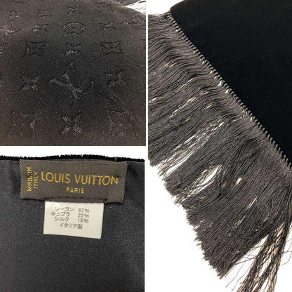 Louis Vuitton Monogram Velour Shawl Echarpe Black Scarf