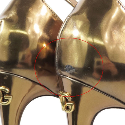 Dolce & Gabbana DG Logo High Heels Sandals Ankle Strap Shoes 35 Gold