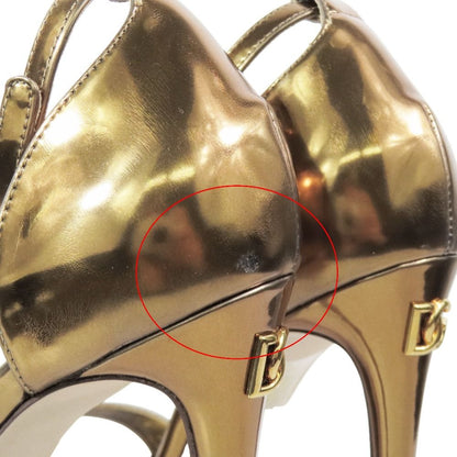 Dolce & Gabbana DG Logo High Heels Sandals Ankle Strap Shoes 35 Gold
