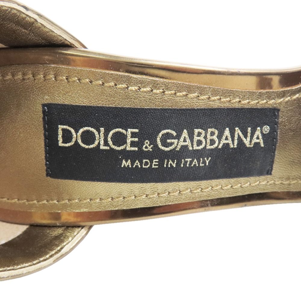 Dolce & Gabbana DG Logo High Heels Sandals Ankle Strap Shoes 35 Gold