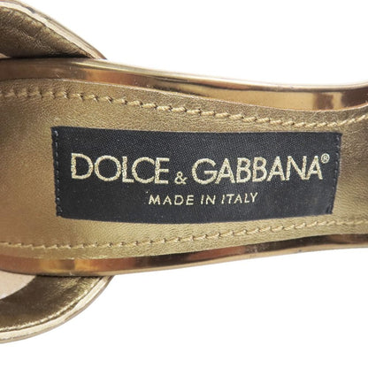 Dolce & Gabbana DG Logo High Heels Sandals Ankle Strap Shoes 35 Gold