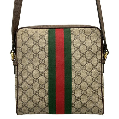 Gucci Shoulder Bag Ophidia GG Small Beige Ebony Dark Brown Leather
