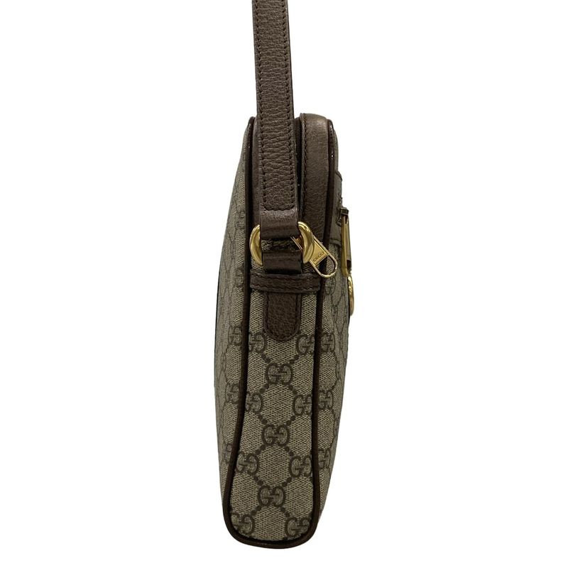Gucci Shoulder Bag Ophidia GG Small Beige Ebony Dark Brown Leather