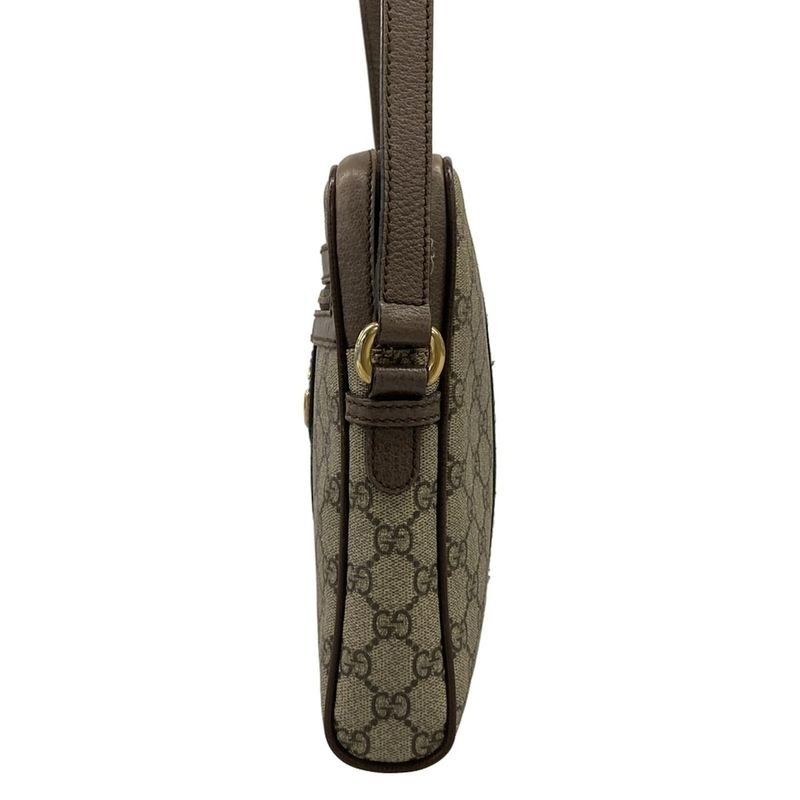 Gucci Shoulder Bag Ophidia GG Small Beige Ebony Dark Brown Leather