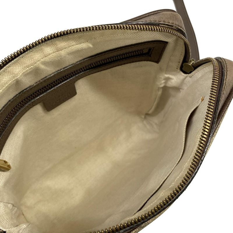 Gucci Shoulder Bag Ophidia GG Small Beige Ebony Dark Brown Leather