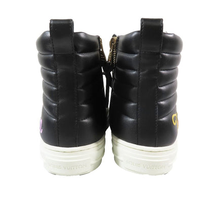 Louis Vuitton Stella Line Leather Quilted High Cut Sneakers Logo Shoes Black