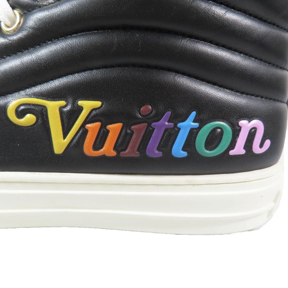 Louis Vuitton Stella Line Leather Quilted High Cut Sneakers Logo Shoes Black