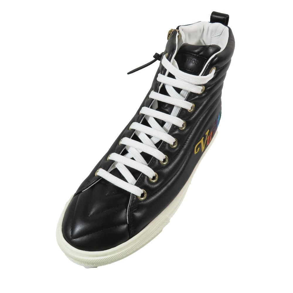 Louis Vuitton Stella Line Leather Quilted High Cut Sneakers Logo Shoes Black