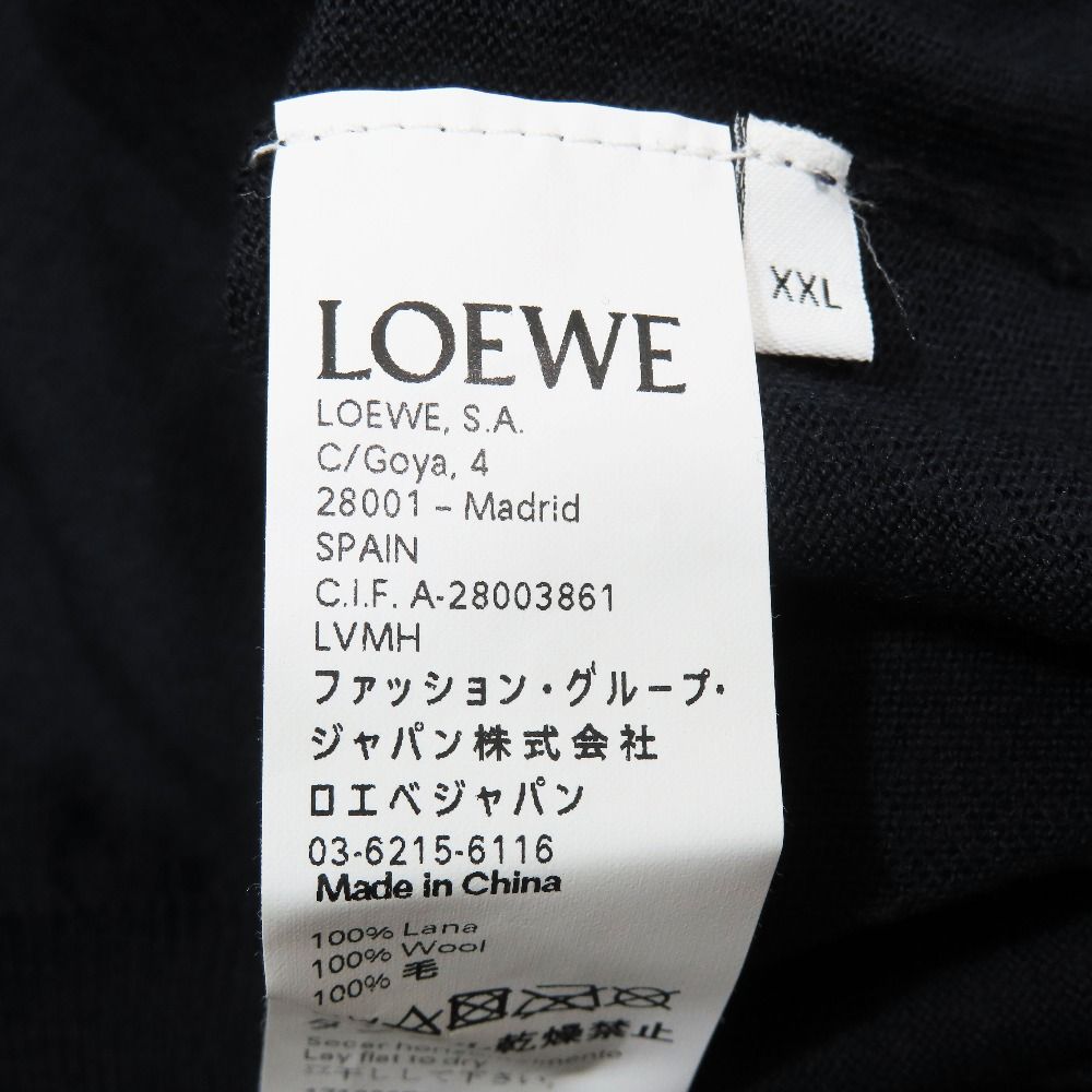 Loewe Lightweight Wool Knit Sweater Crew Neck Pullover Stretch Long Sleeve Navy