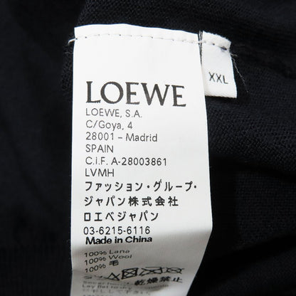 Loewe Lightweight Wool Knit Sweater Crew Neck Pullover Stretch Long Sleeve Navy