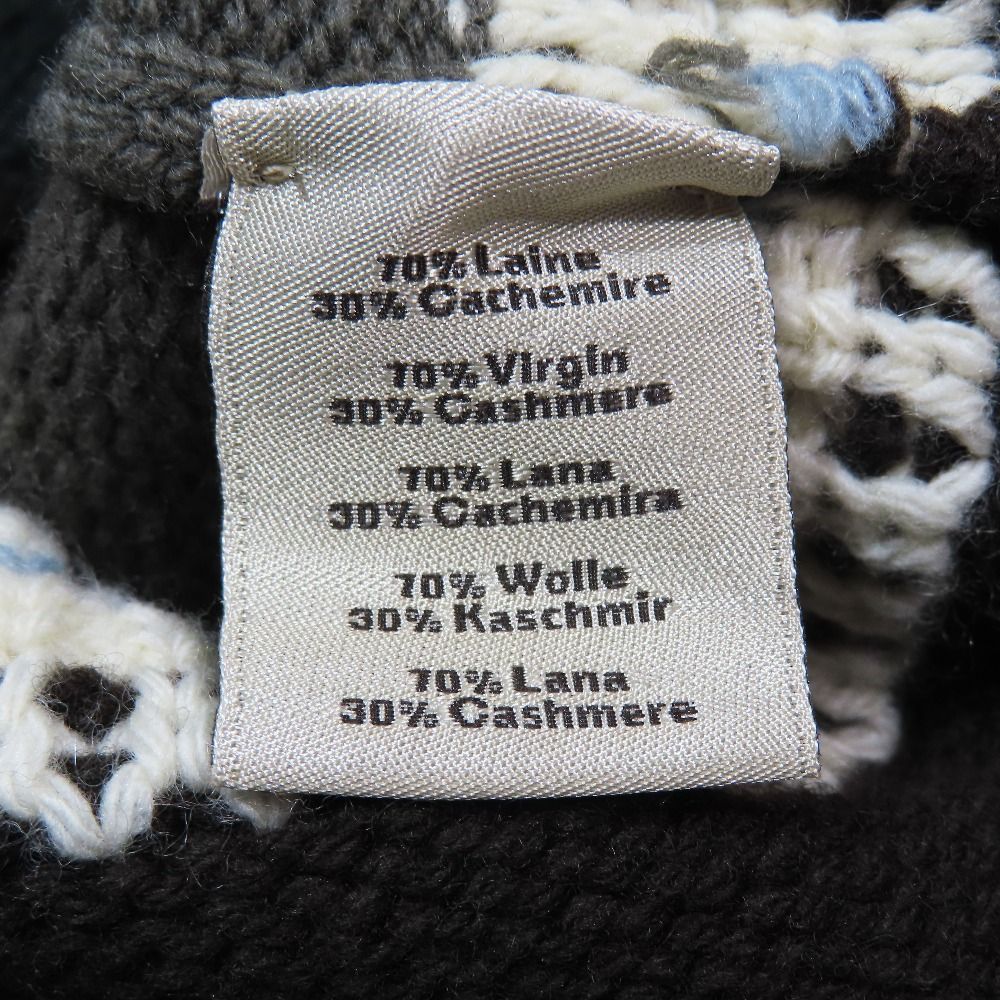 Hermes Wool Cashmere Knit Sweater Long Sleeve Crew Neck High Gee Pullover Khaki