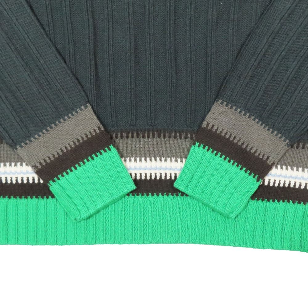 Hermes Wool Cashmere Knit Sweater Long Sleeve Crew Neck High Gee Pullover Khaki