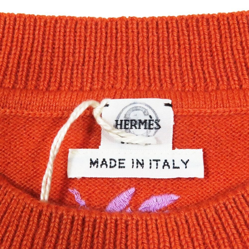 Hermes Cliquetis Cashmere Knit Sweater Pullover All Over Pattern Logo Purple