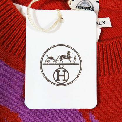 Hermes Cliquetis Cashmere Knit Sweater Pullover All Over Pattern Logo Purple