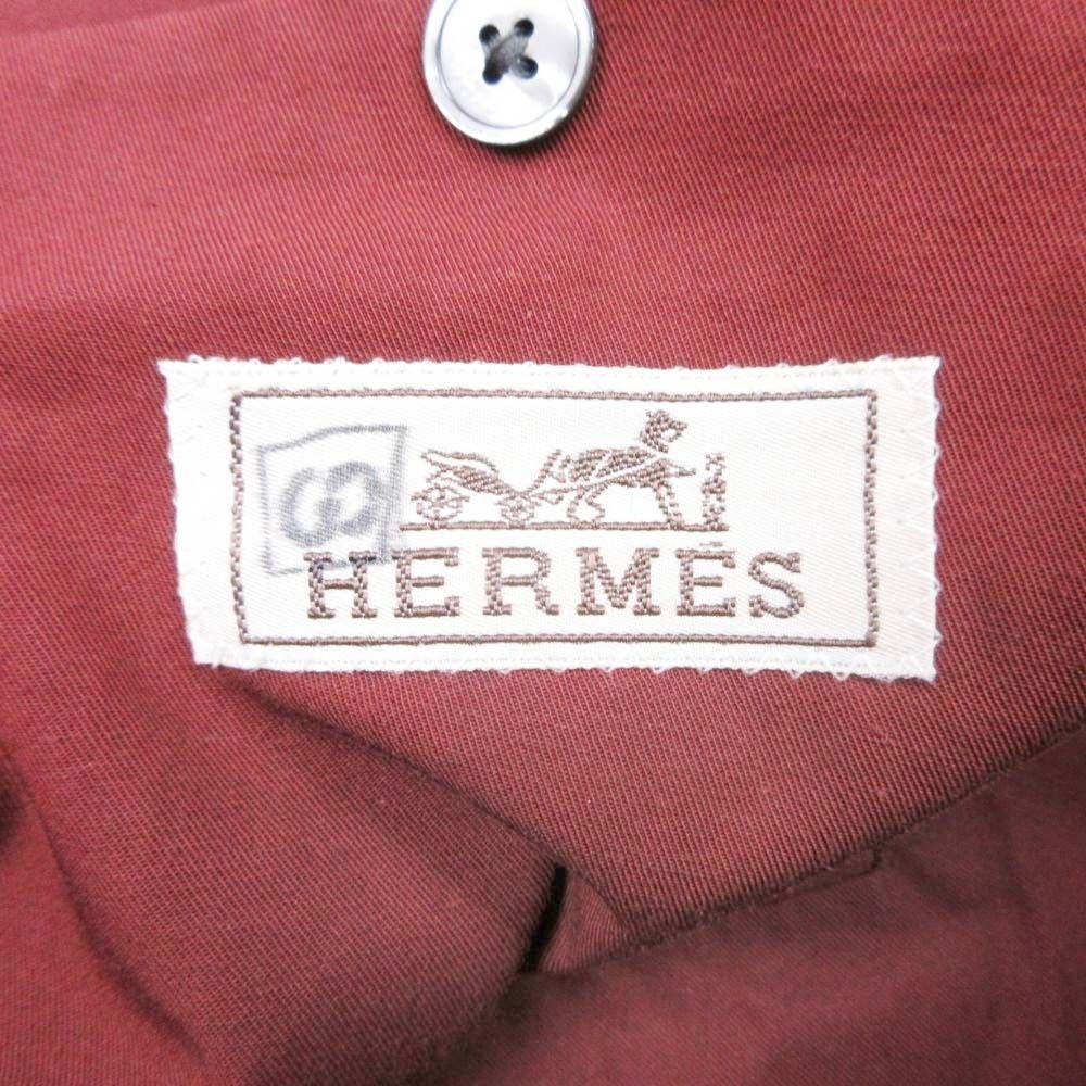 Hermes Linen Cotton Tailored Jacket Black Novent 48 Brown