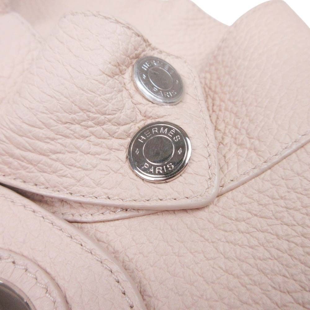 Hermes Buckle Leather Jacket Rider Outer Series Button Silver 38 Beige