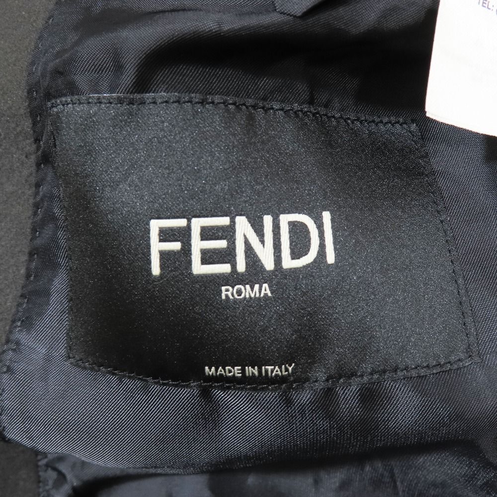Fendi Double Breasted Multi Stripe Long Coat Wool Cashmere Blend Gray Multicolor