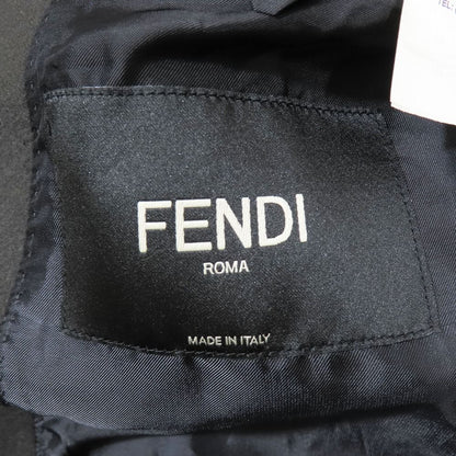 Fendi Double Breasted Multi Stripe Long Coat Wool Cashmere Blend Gray Multicolor