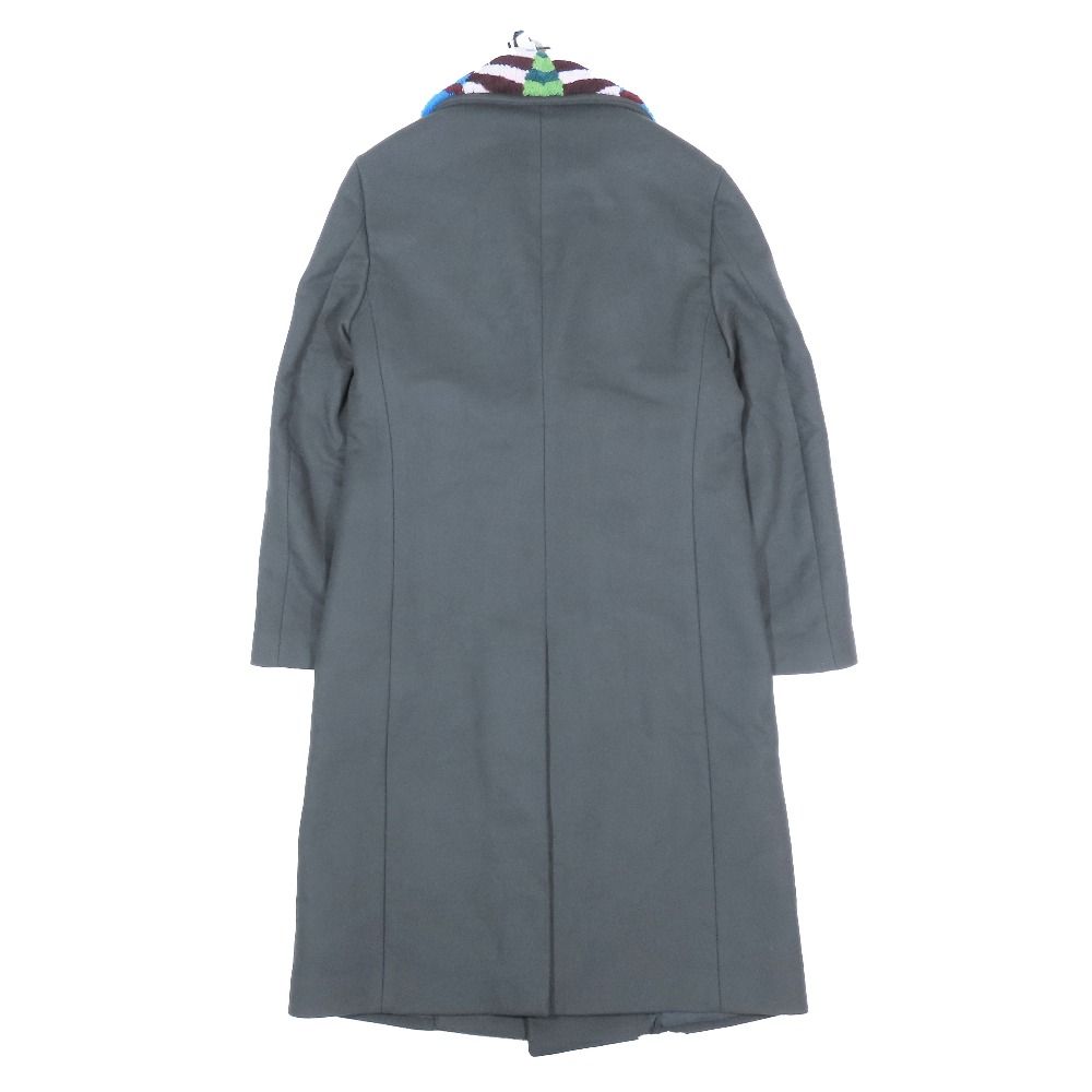 Fendi Double Breasted Multi Stripe Long Coat Wool Cashmere Blend Gray Multicolor