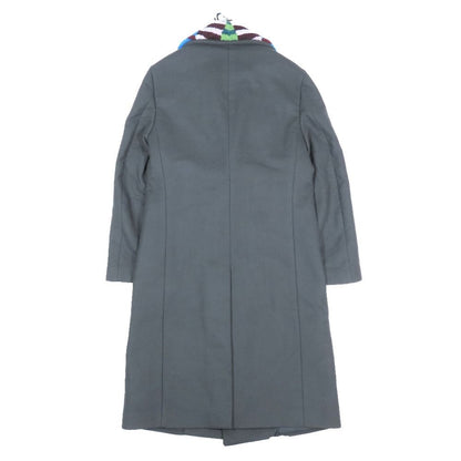 Fendi Double Breasted Multi Stripe Long Coat Wool Cashmere Blend Gray Multicolor