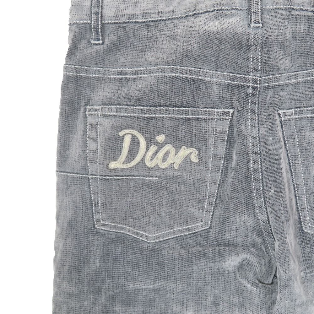 Dior Denim Pants Corduroy Slim Logo Embroidery Cotton Straight Gray 26