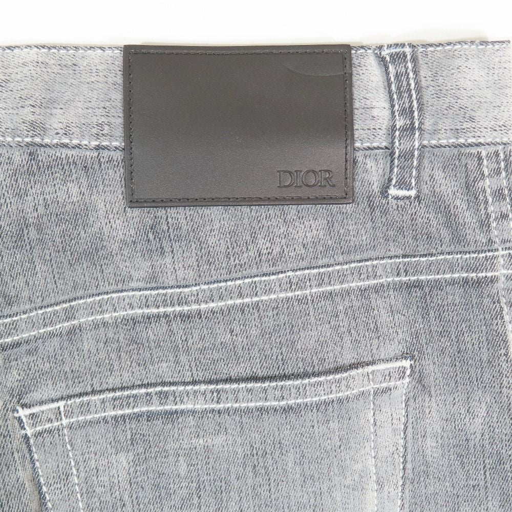 Dior Denim Pants Corduroy Slim Logo Embroidery Cotton Straight Gray 26