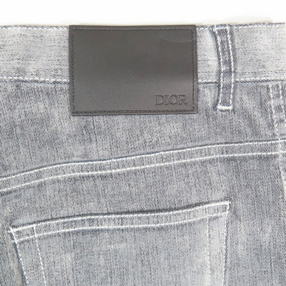 Dior Denim Pants Corduroy Slim Logo Embroidery Cotton Straight Gray 26