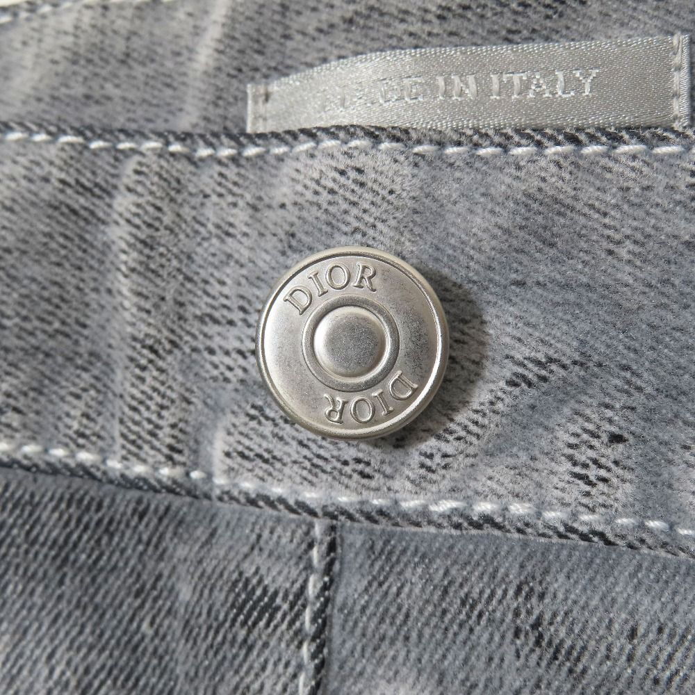 Dior Denim Pants Corduroy Slim Logo Embroidery Cotton Straight Gray 26