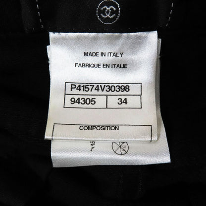 Chanel CC Logo Calfskin Leather Switch Patchwork Skinny Pants Stretch