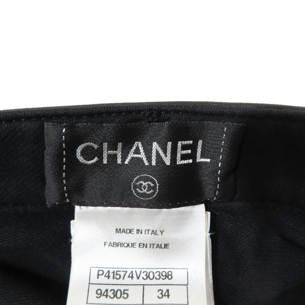 Chanel CC Logo Calfskin Leather Switch Patchwork Skinny Pants Stretch