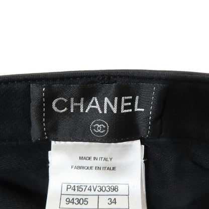 Chanel CC Logo Calfskin Leather Switch Patchwork Skinny Pants Stretch