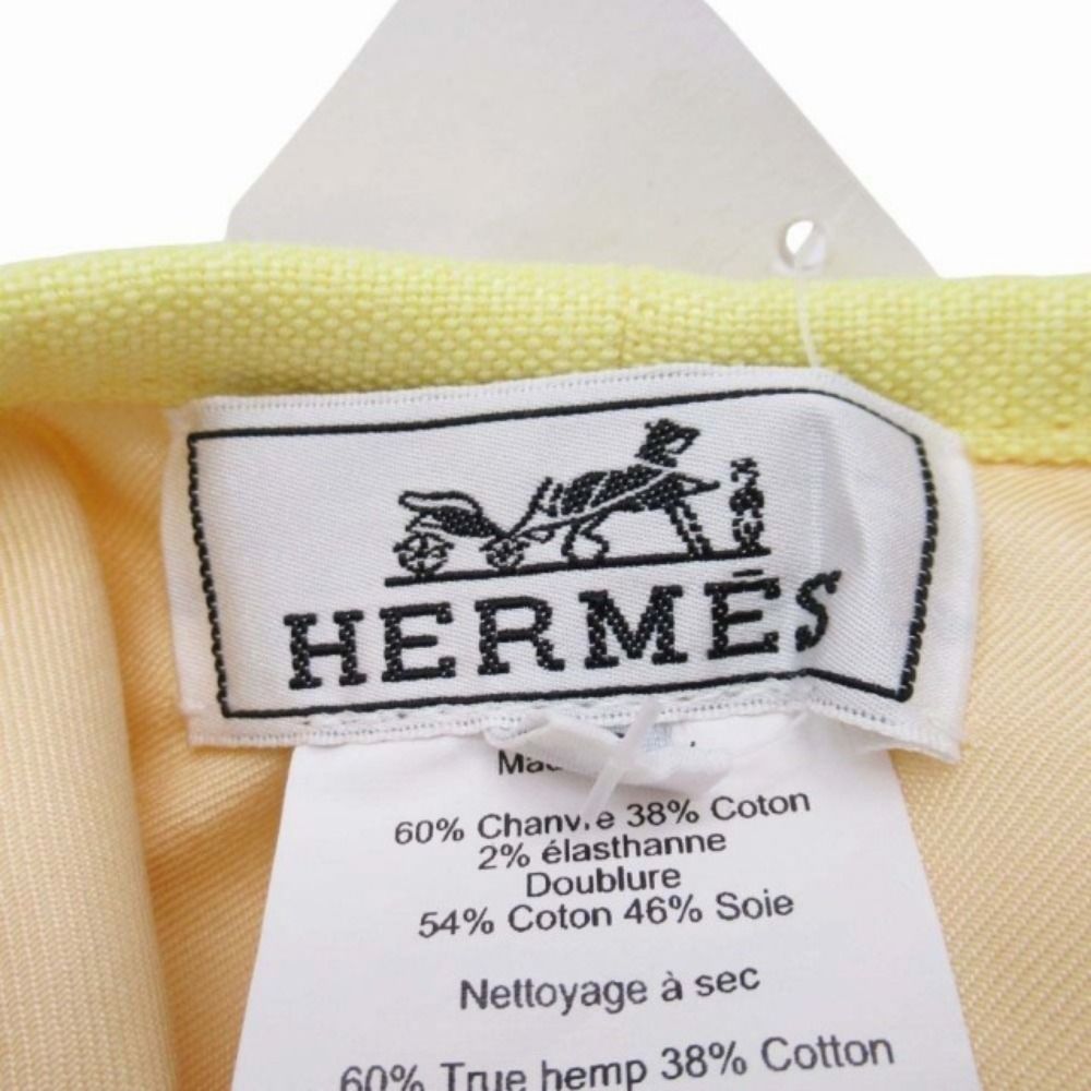Hermes Gabrielle Beret Linen Hat Cap 57 cm Yellow Handbag