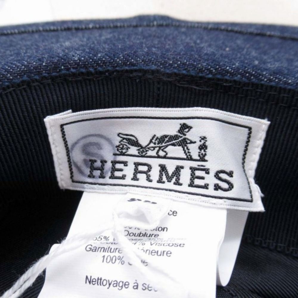 Hermes Silky Hat Denim Wide Brim Hat Cm Indigo Blue