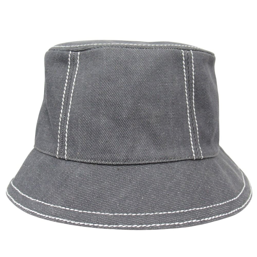 Hermes Denim Eden Bucket Hat Series Logo Silver 57 Gray