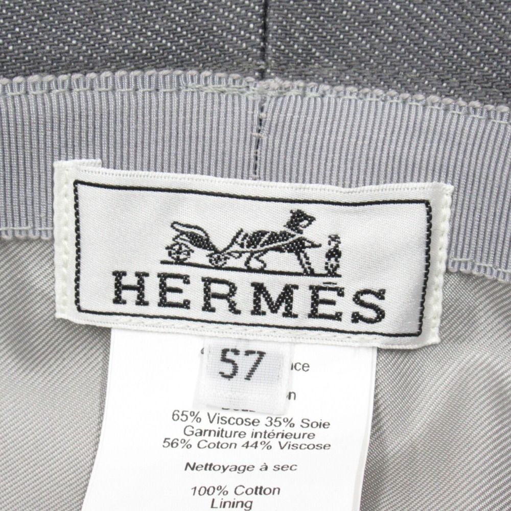 Hermes Denim Eden Bucket Hat Series Logo Silver 57 Gray