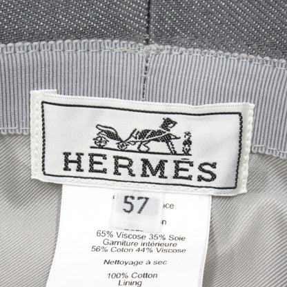 Hermes Denim Eden Bucket Hat Series Logo Silver 57 Gray