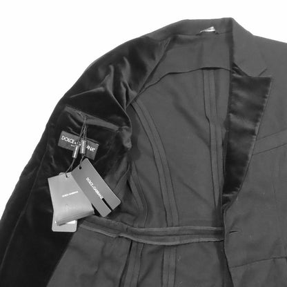 Dolce & Gabbana Tuxedo Jacket Tailored Felt Wool Velour 44 Black