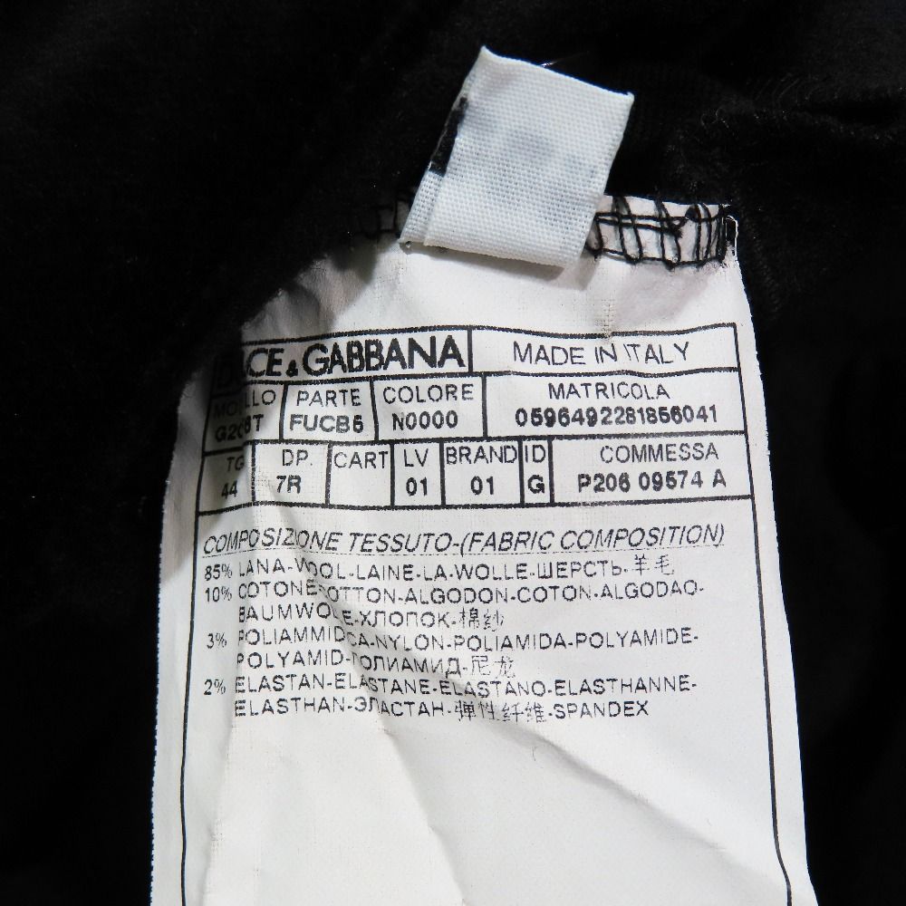 Dolce & Gabbana Tuxedo Jacket Tailored Felt Wool Velour 44 Black