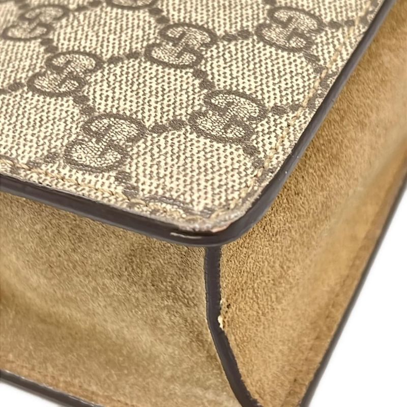 Gucci Shoulder Bag Dionysus GG Supreme Beige Ebony Light Brown Chain