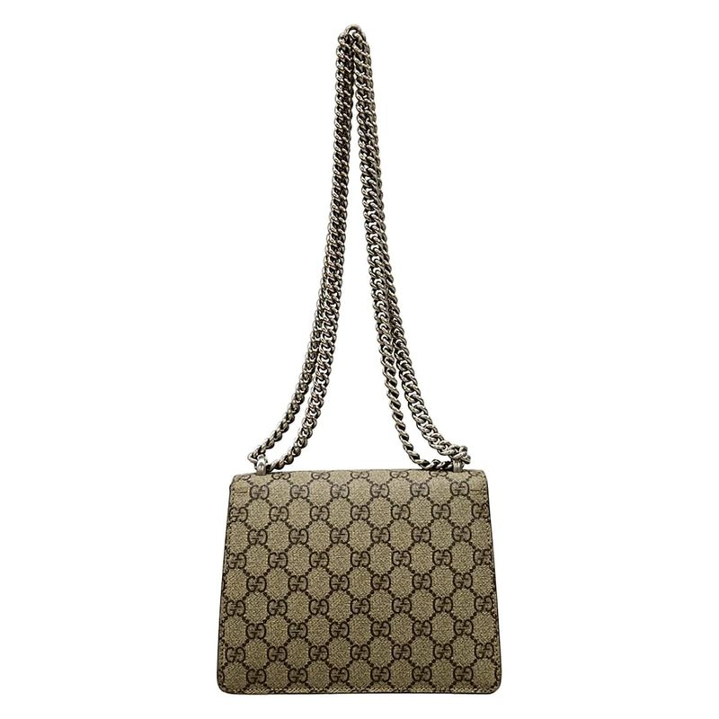 Gucci Shoulder Bag Dionysus GG Supreme Beige Ebony Light Brown Chain