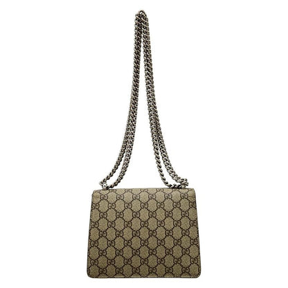 Gucci Shoulder Bag Dionysus GG Supreme Beige Ebony Light Brown Chain