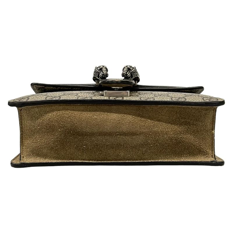Gucci Shoulder Bag Dionysus GG Supreme Beige Ebony Light Brown Chain