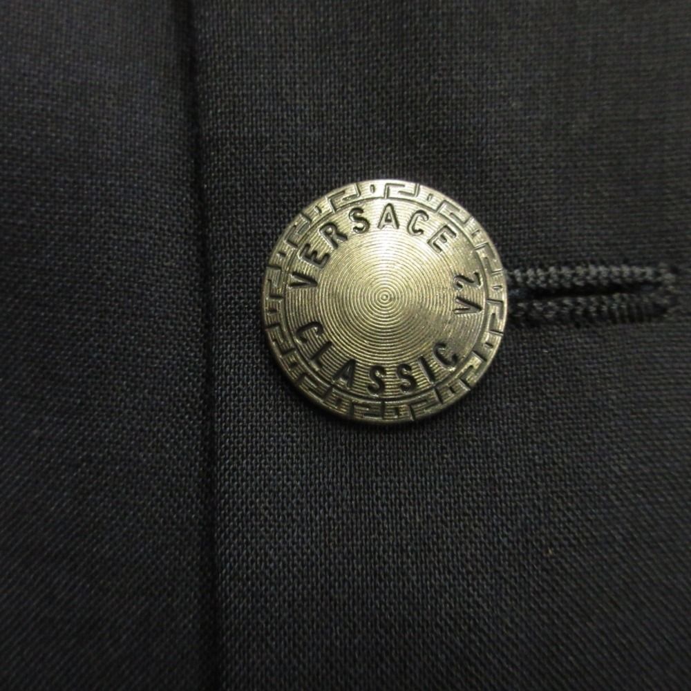Versace Classic V2 Suit Set Greca Button Jacket Pants Vintage 50 Navy