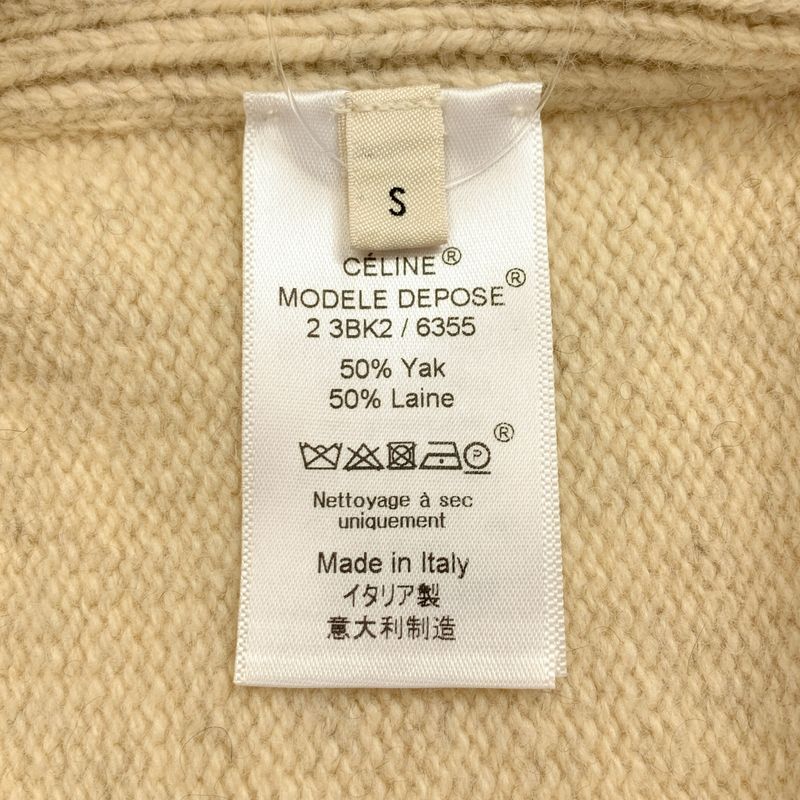 Celine Yak Wool Crew Neck Knit S Beige Sweater