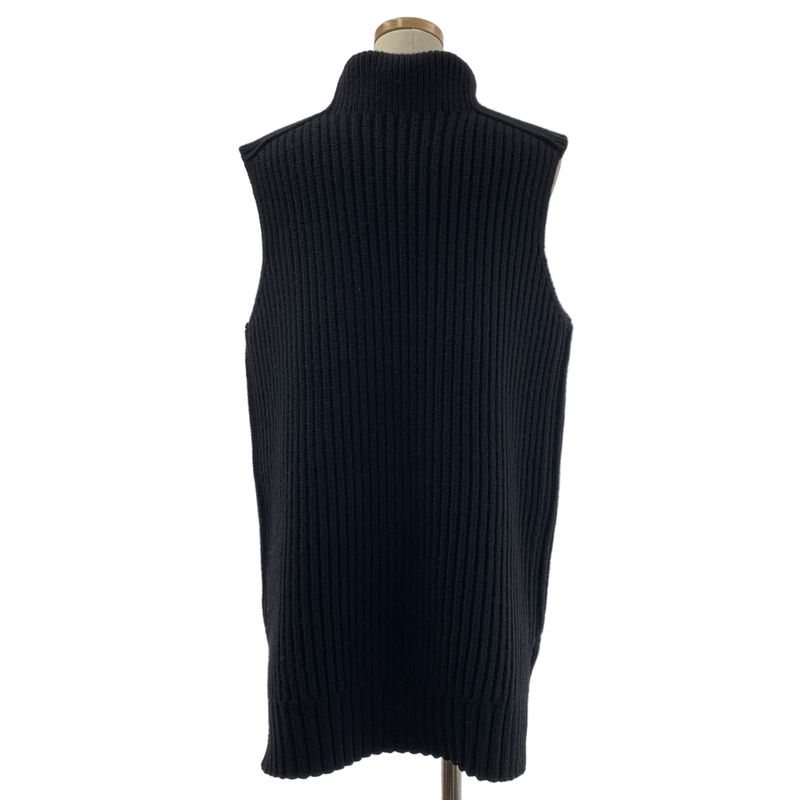 Celine Cashmere Blend Ribbed Turtleneck Knit Vest S Black Sweater