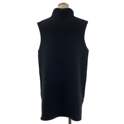 Celine Cashmere Blend Ribbed Turtleneck Knit Vest S Black Sweater