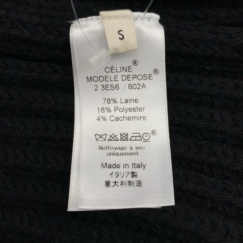 Celine Cashmere Blend Ribbed Turtleneck Knit Vest S Black Sweater