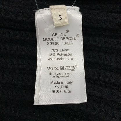 Celine Cashmere Blend Ribbed Turtleneck Knit Vest S Black Sweater