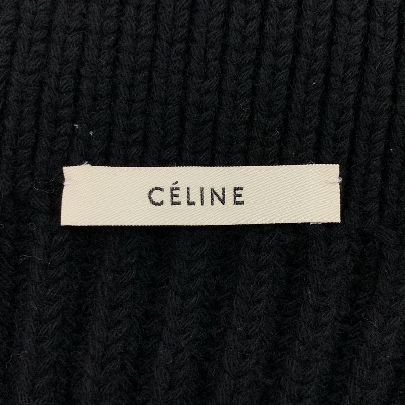 Celine Cashmere Blend Ribbed Turtleneck Knit Vest S Black Sweater
